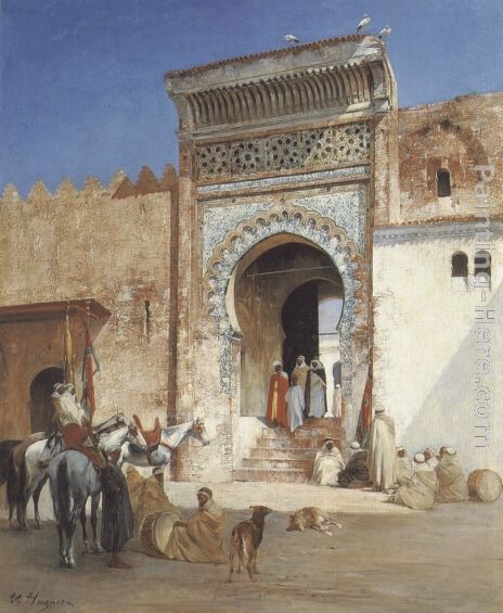 Arabs Outside the Mosque painting - Victor Pierre Huguet Arabs Outside the Mosque art painting